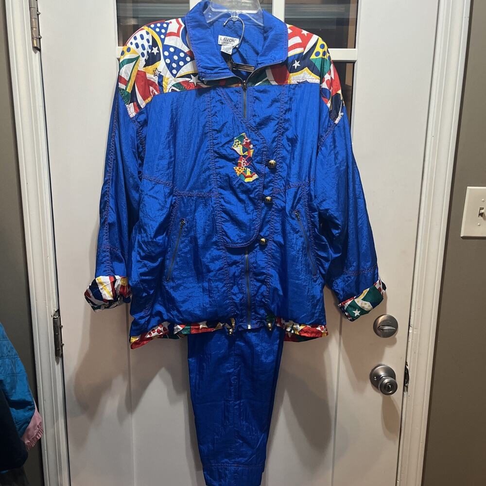 Vtg 80s Lady Lavon Lined Track Running Jogging Suit Jacket & Pants Womens Sz S